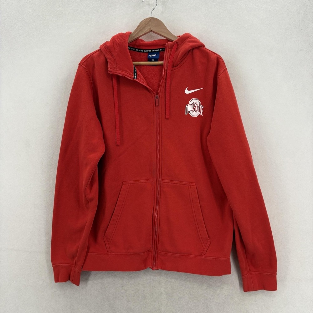 Ohio State Buckeyes Hoodie Mens Medium Red NCAA Football Nike Full Zip Fleece